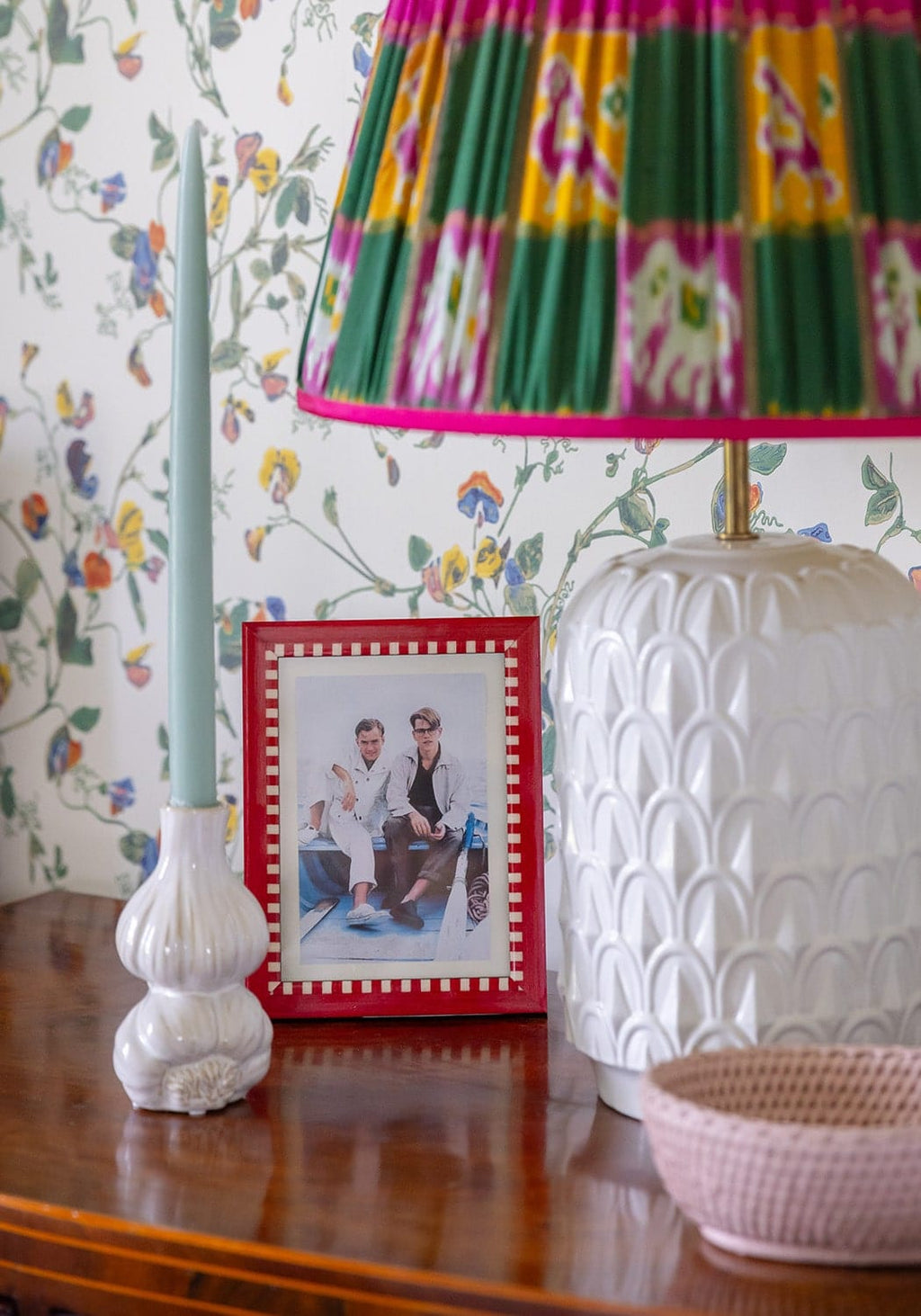 Mayfair Trinket Hold All Rattan Basket in Pink