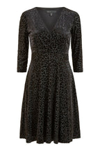 Mela Black Leopard Wrap Skater Dress
