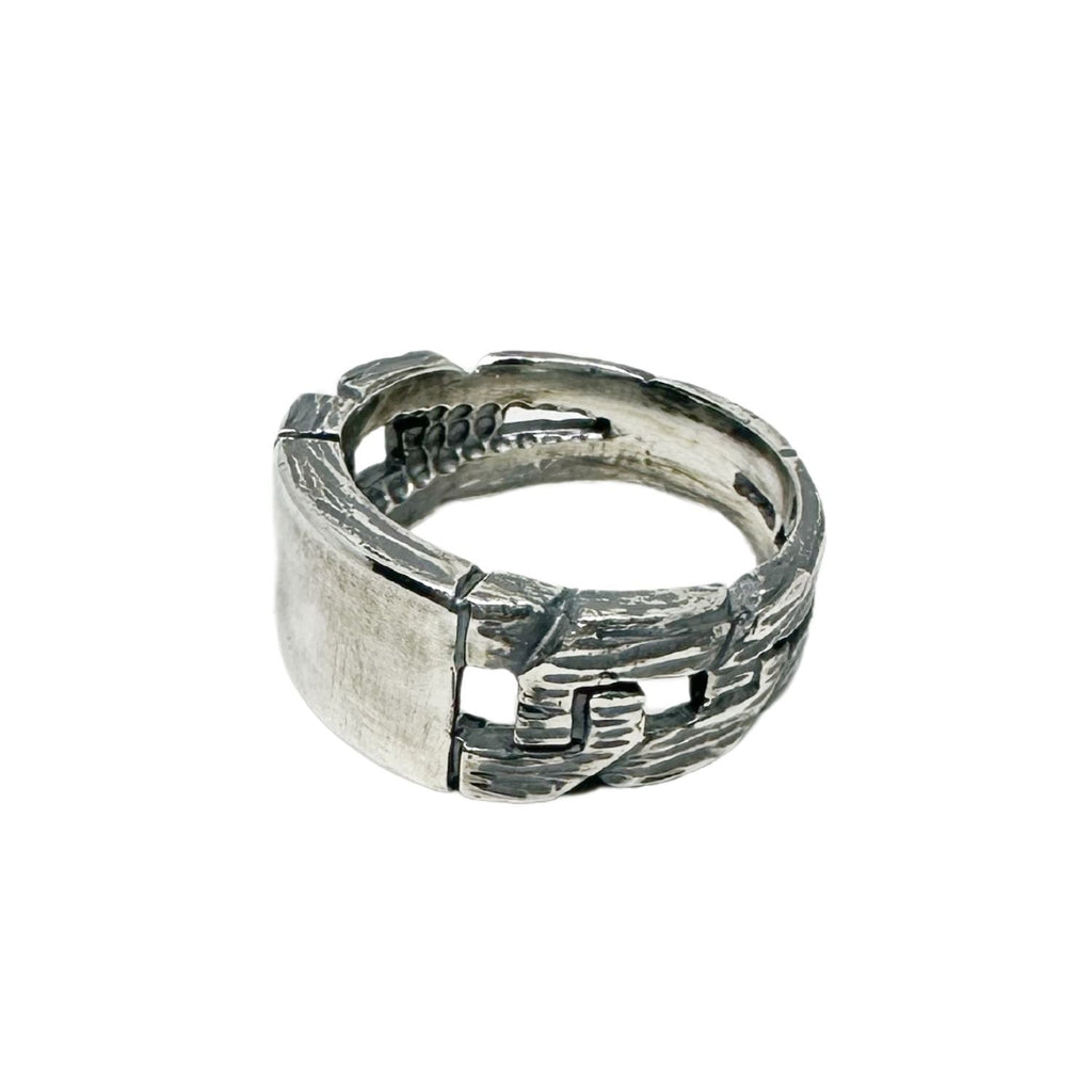 Men’s Chain & Plate Ring – Sterling Silver 925, Handmade