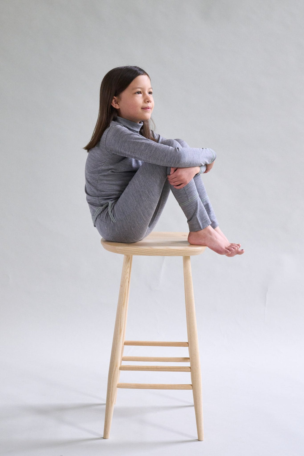 Merino Polo Neck, Grey Marle