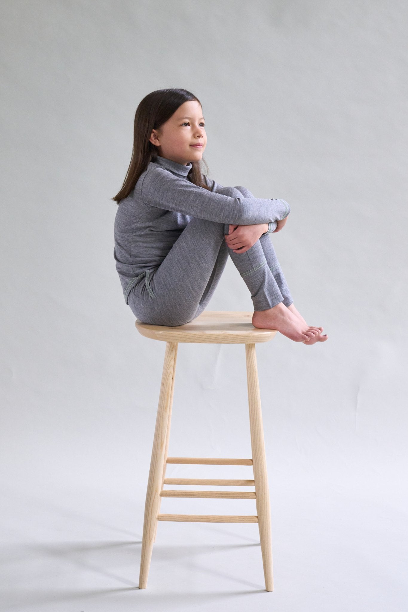 Merino Polo Neck, Grey Marle