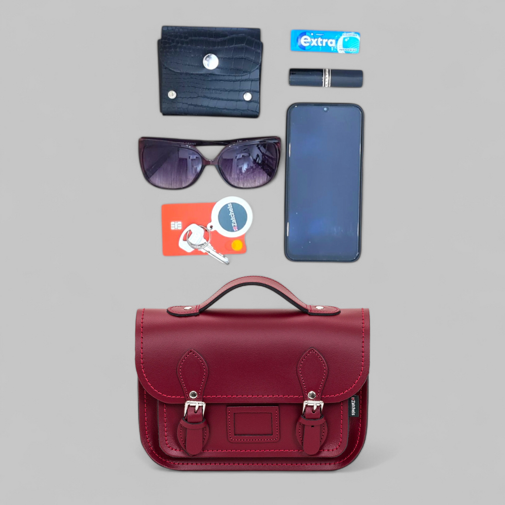 Leather Midi Satchel - Oxblood