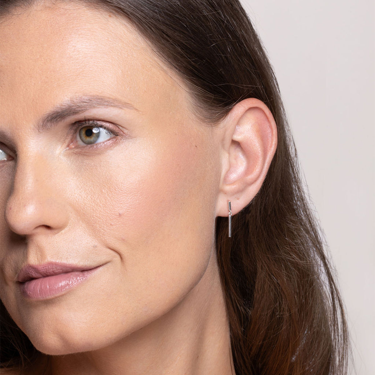 Minimalist Dainty Silver Bar Stud Earrings