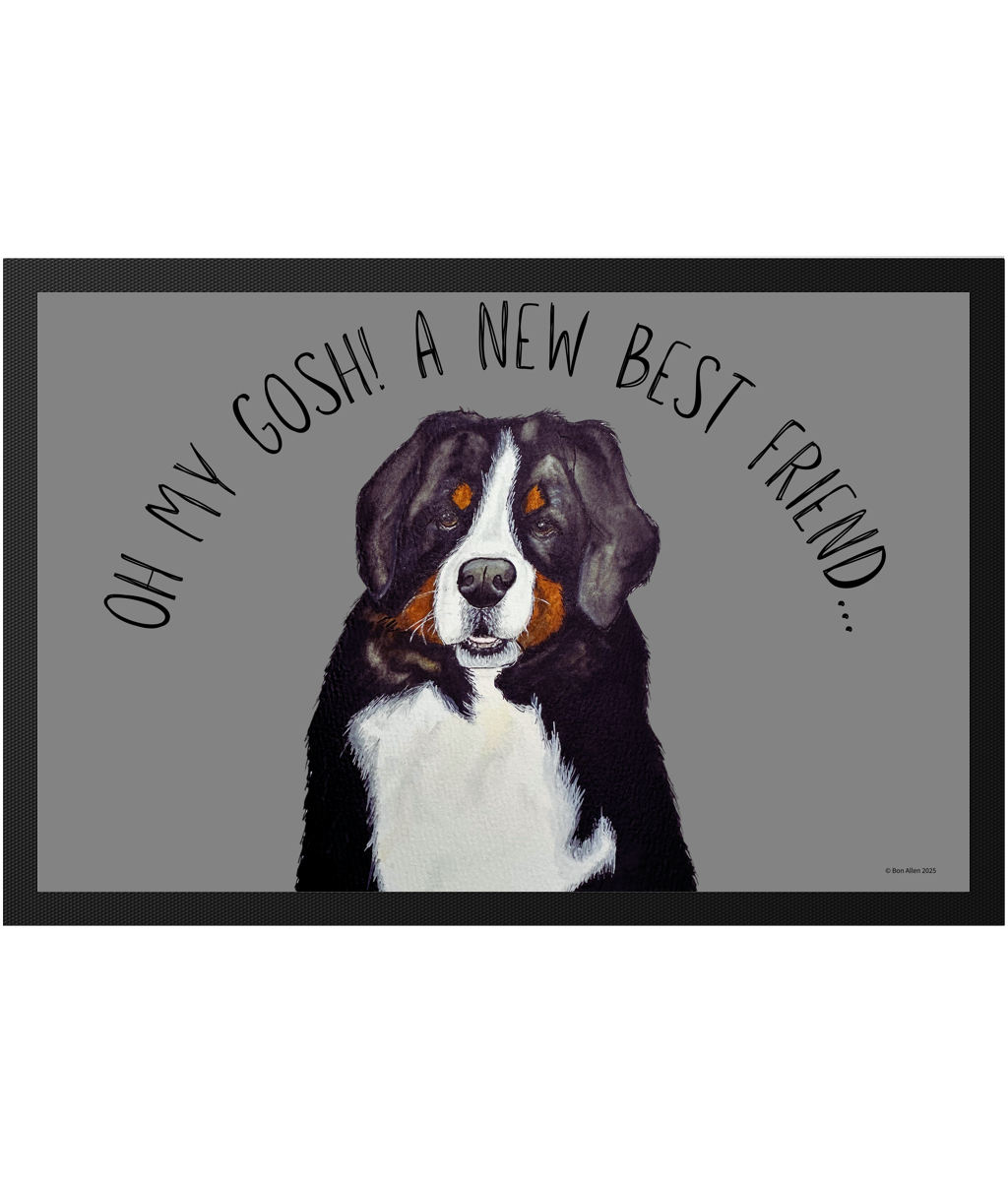 Oh My Gosh, A New Best Friend!" – Bernese Mountain Dog Doormat