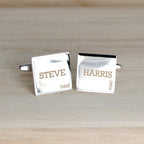 Personalised Contemporary Silver Plated Square Cufflink Set