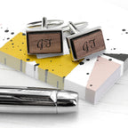 Monogrammed Rectangle Walnut Cufflinks