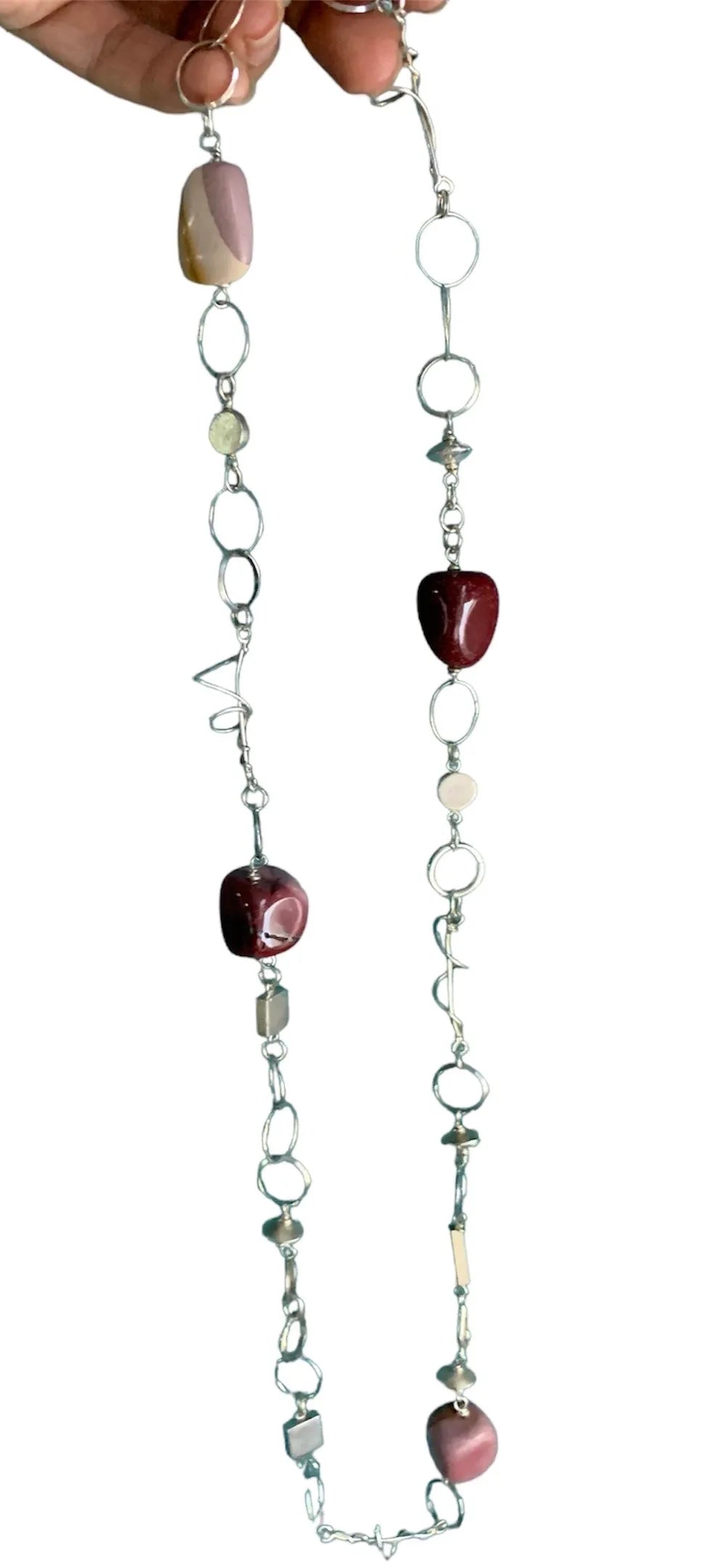 Mookaite Jasper Necklace & Recycle Sterling Silver – One-of-a-Kind Handmade Design