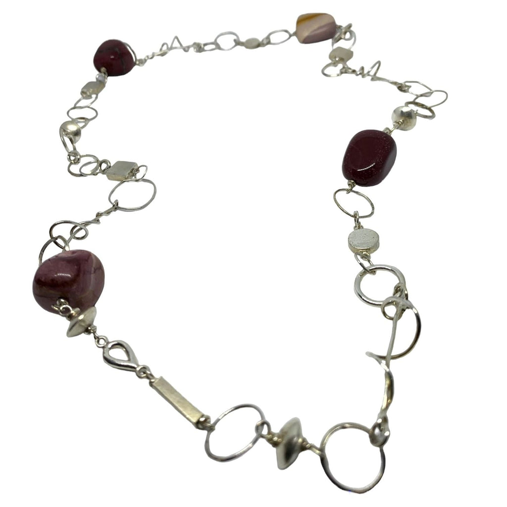 Mookaite Jasper Necklace & Recycle Sterling Silver – One-of-a-Kind Handmade Design