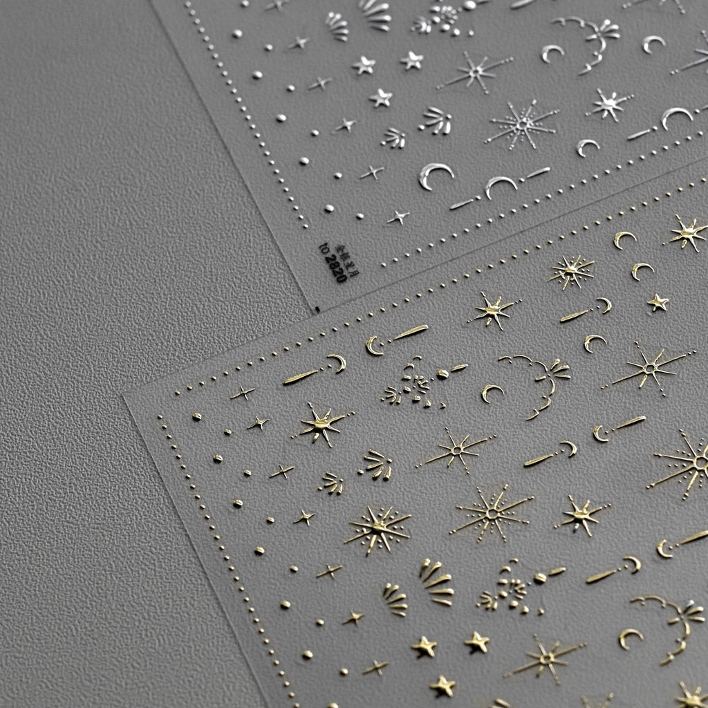 Hello Claws | Moon And Star Gold Silver Nail Deco Sticker