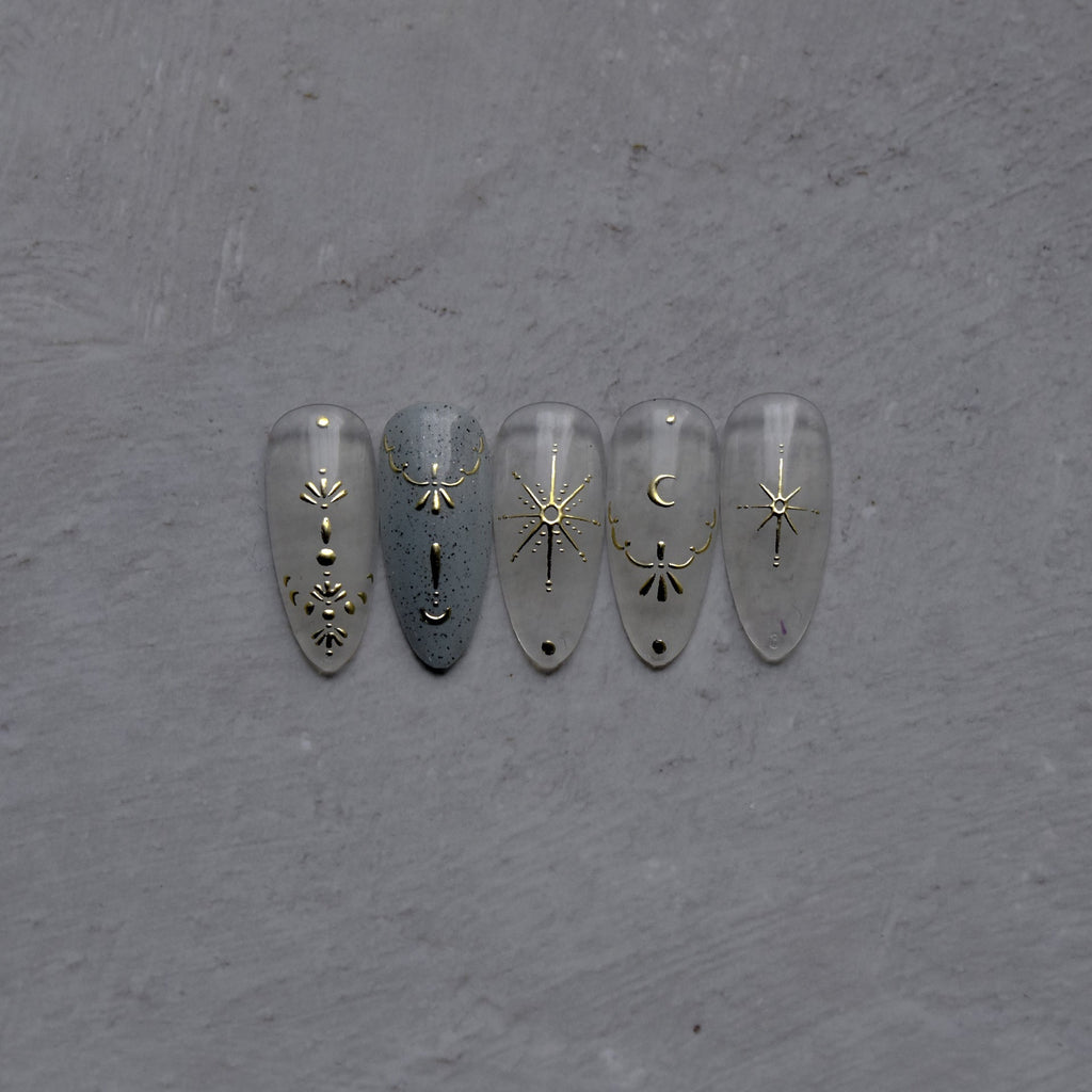 Hello Claws | Moon And Star Gold Silver Nail Deco Sticker