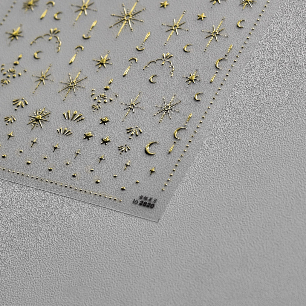 Hello Claws | Moon And Star Gold Silver Nail Deco Sticker