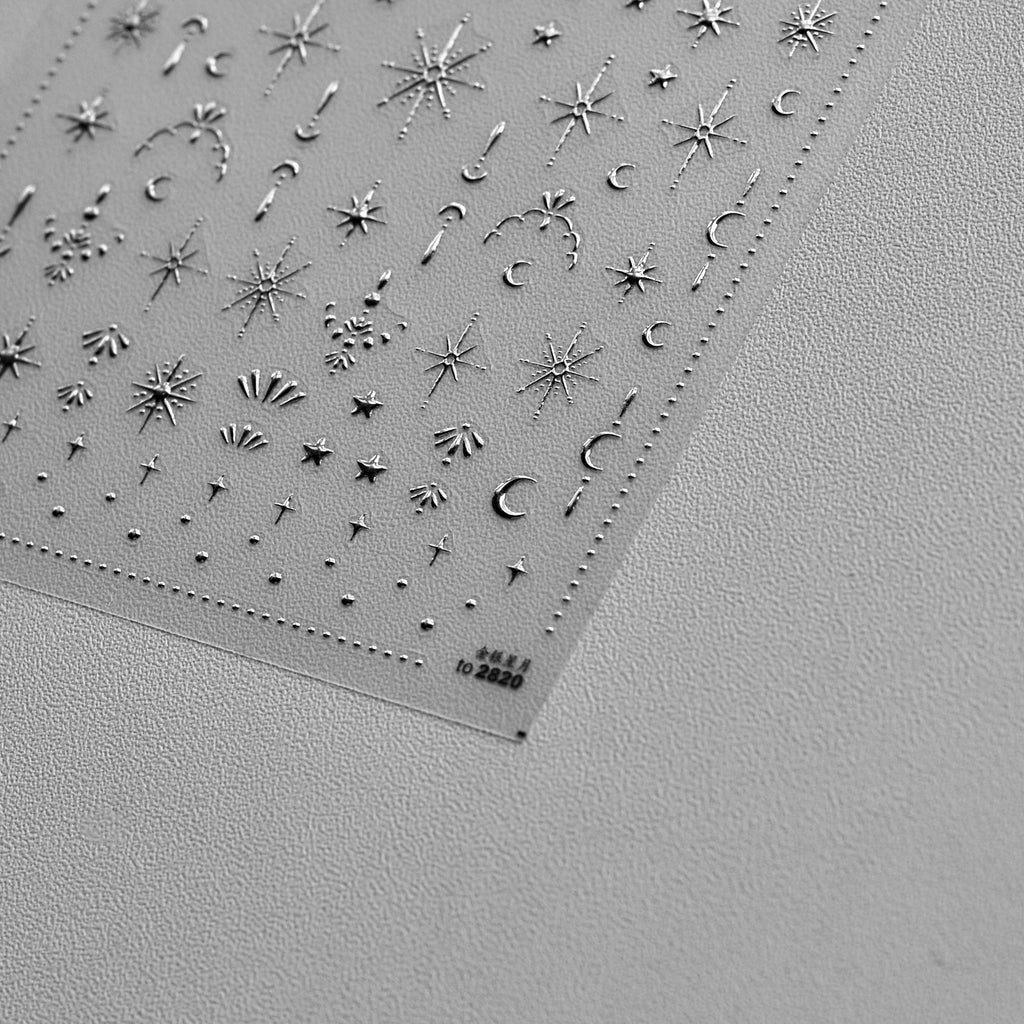 Hello Claws | Moon And Star Gold Silver Nail Deco Sticker