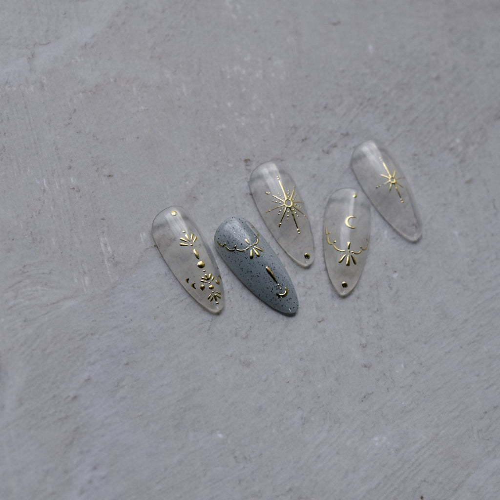 Hello Claws | Moon And Star Gold Silver Nail Deco Sticker
