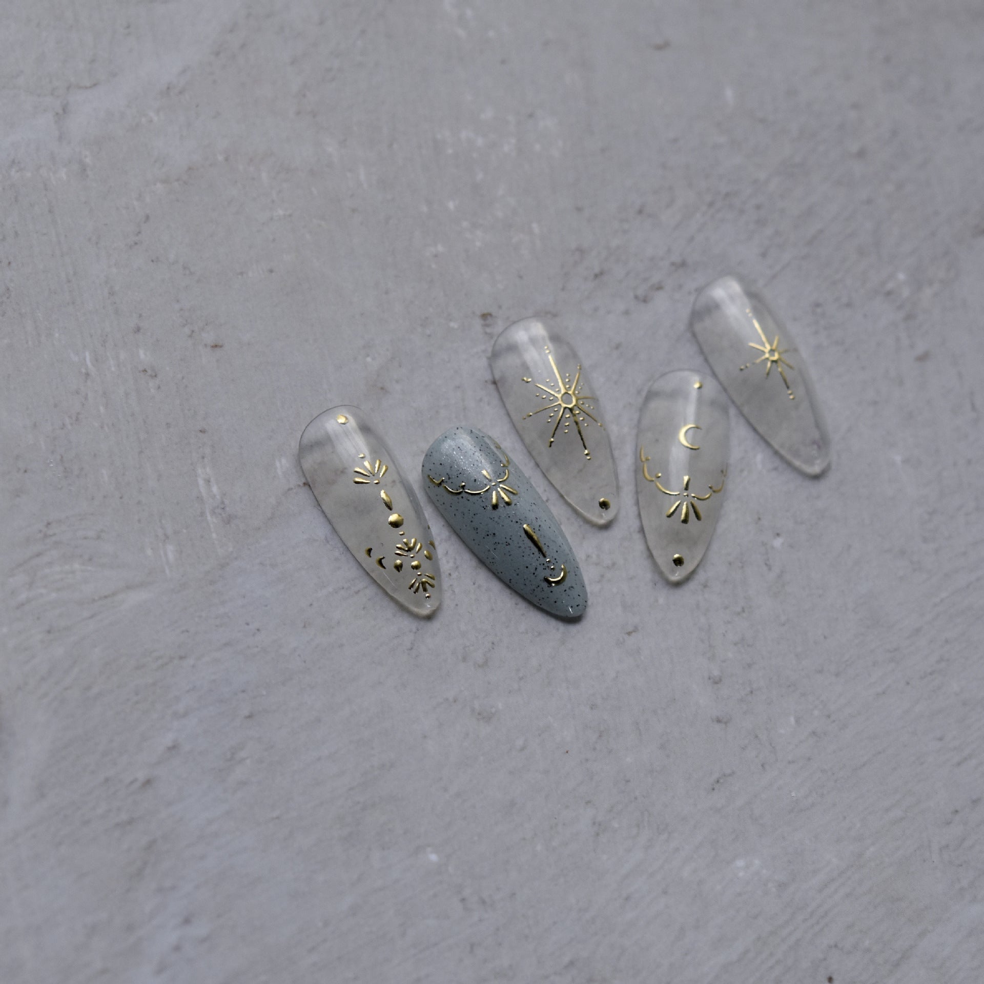 Hello Claws | Moon And Star Gold Silver Nail Deco Sticker