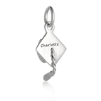Mortar Board Graduation Cap Personalised Silver Charm