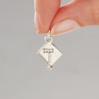 Mortar Board Graduation Cap Personalised Silver Charm
