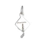 Mortar Board Graduation Cap Personalised Silver Charm