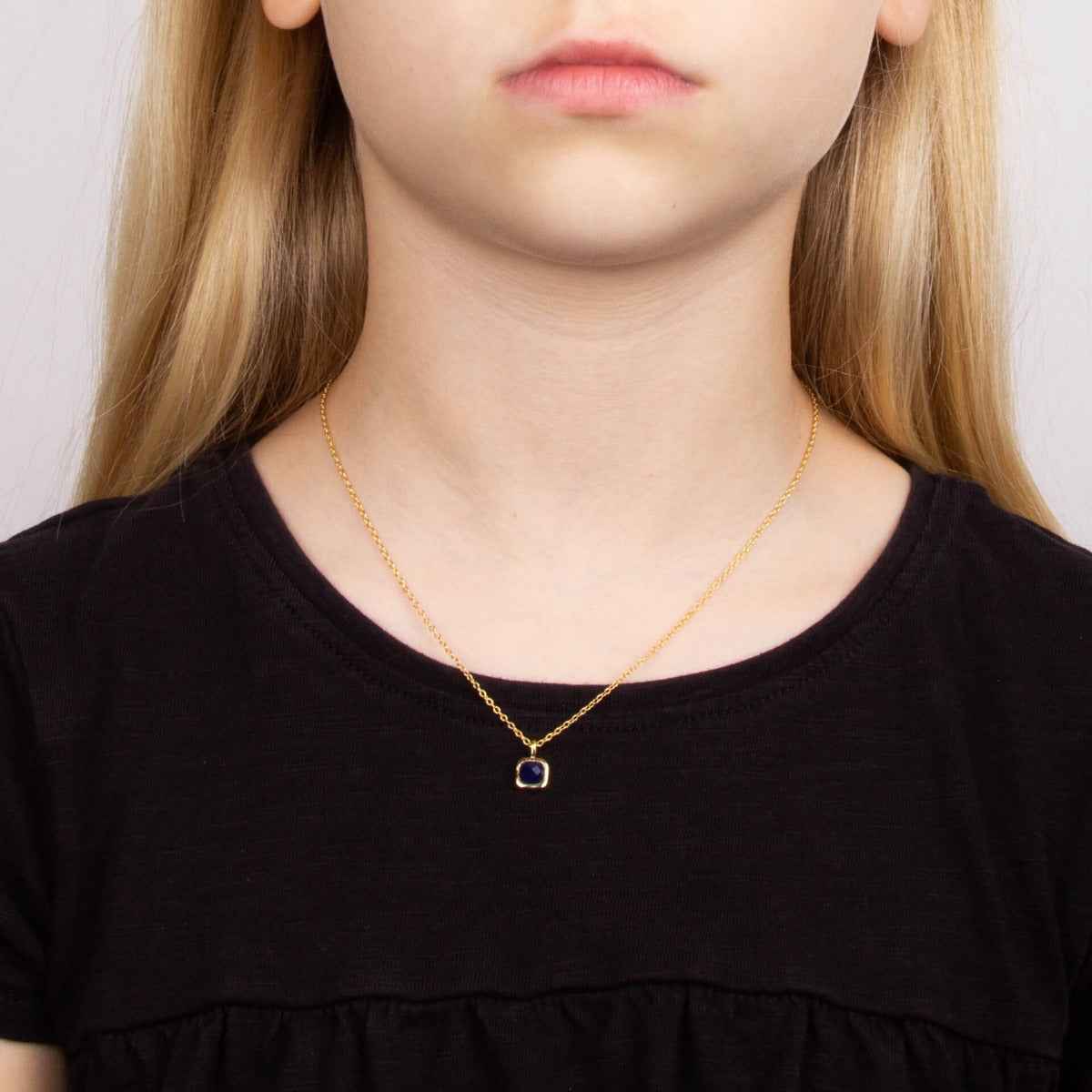 D For Diamond Semi-Precious Birthstone Necklace with Diamond Tag