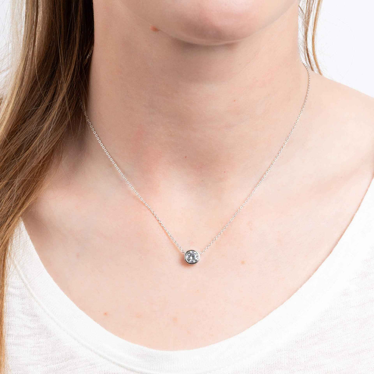 Diamonfire Solitaire Bezel Zirconia Necklace