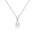 Diamonfire Shell Pearl Drop Necklace with Zirconia Cluster