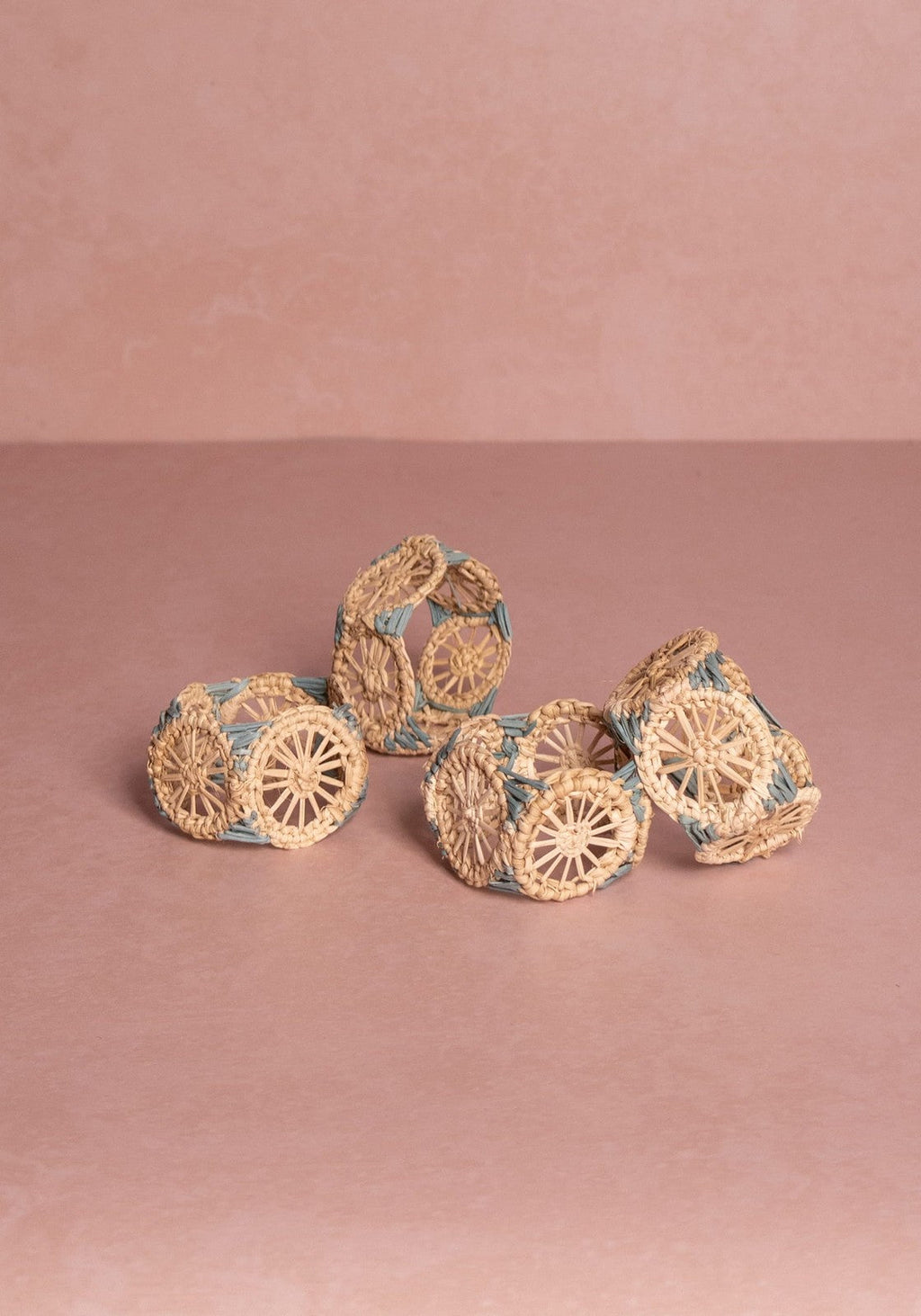 Atlántico Iraca Woven Napkin Ring -Blue set of 4