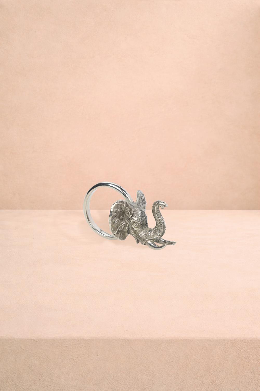 Elephant Safari Pewter Napkin Ring - Set of 4