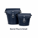 Handmade Leather Barrel Bag - Navy