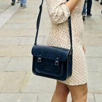 Handmade Leather Satchel - Navy Blue