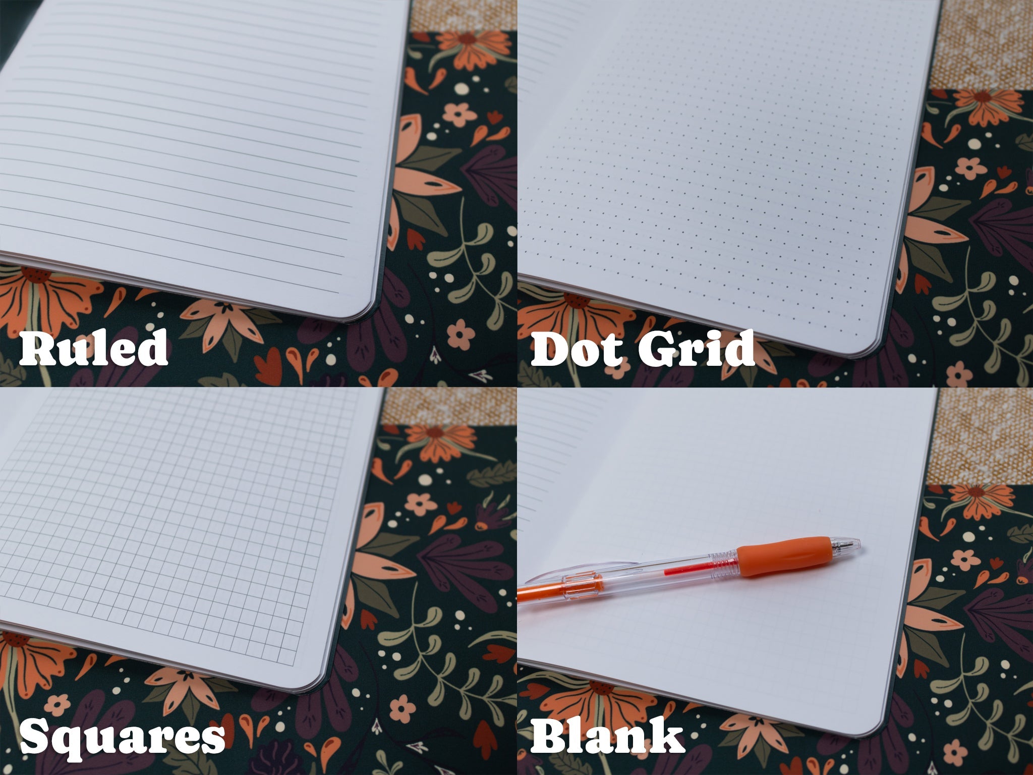 A5 Handmade Notebook with Autumnal Floral Design