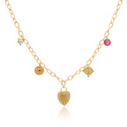 Janus Gold Charm Necklace: Pearl, Pink Zircon & Mother of Pearl
