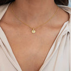 Luna Single Disc Pendant Necklace Black Onyx