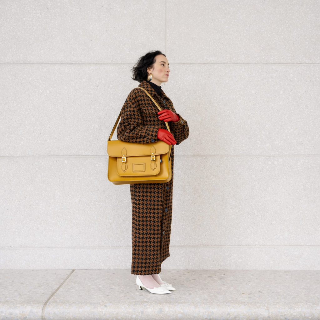 Handmade Leather Satchel - Yellow Ochre