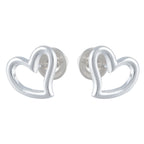 Open Heart Silver Stud Earrings