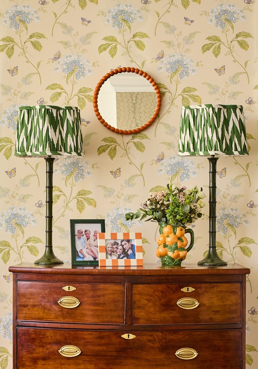 Orange Ball Wall Mirror Sculptural Framing, Pure Joy