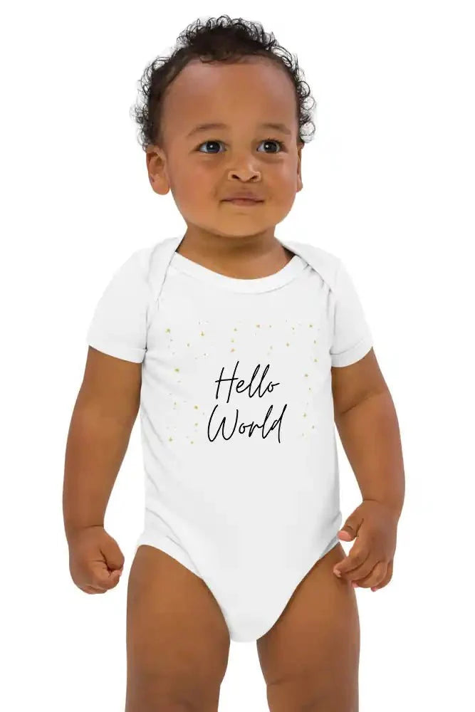 Hello World Bodysuit White 100% Cotton