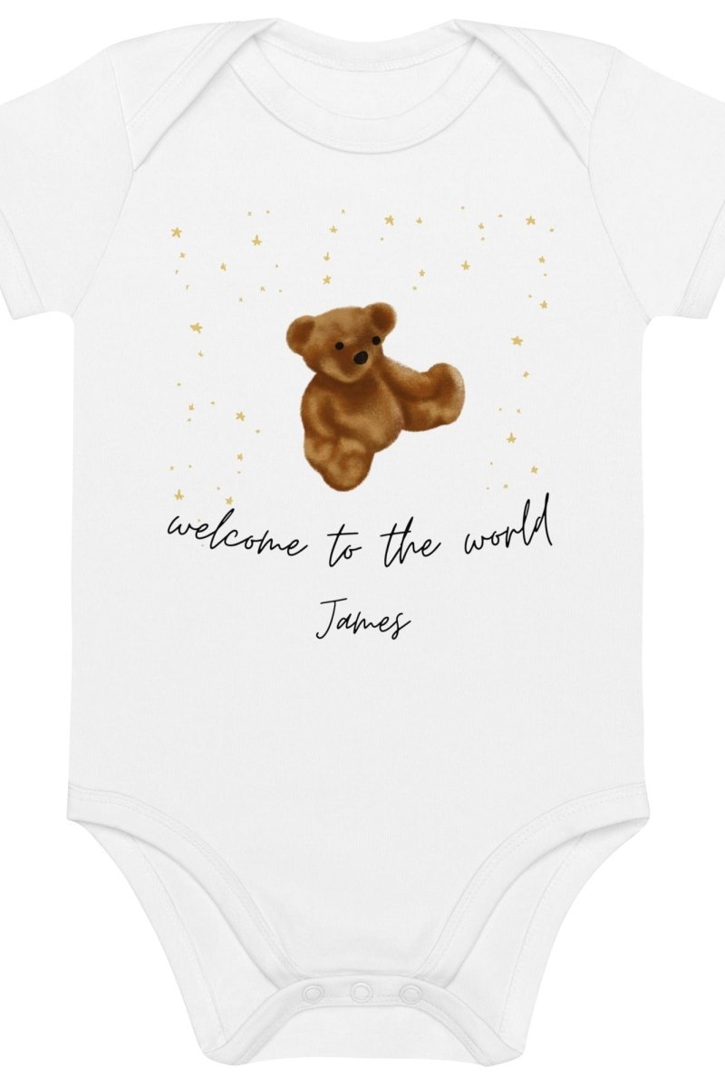 Welcome to the World (Personalised Name Bear Bodysuit)