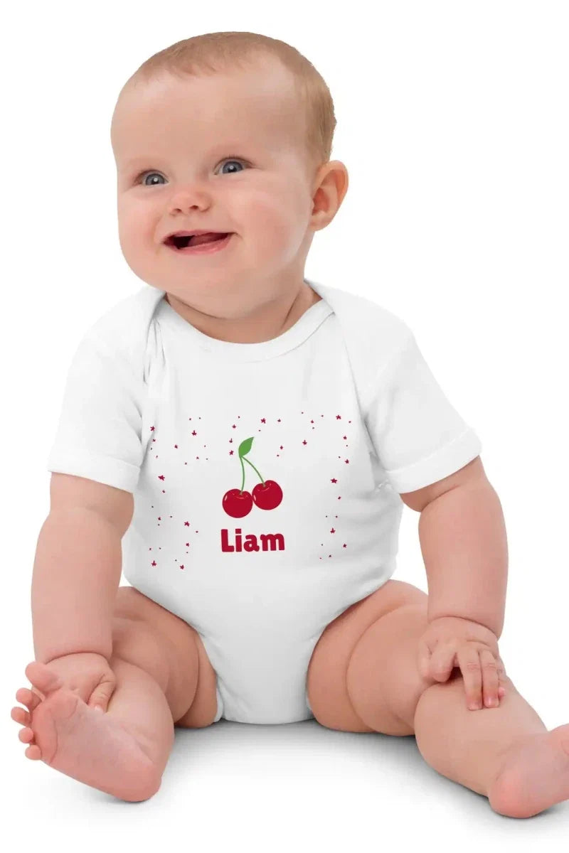 Cherry Personalised Bodysuit in White