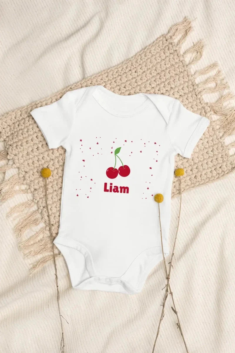 Cherry Personalised Bodysuit in White