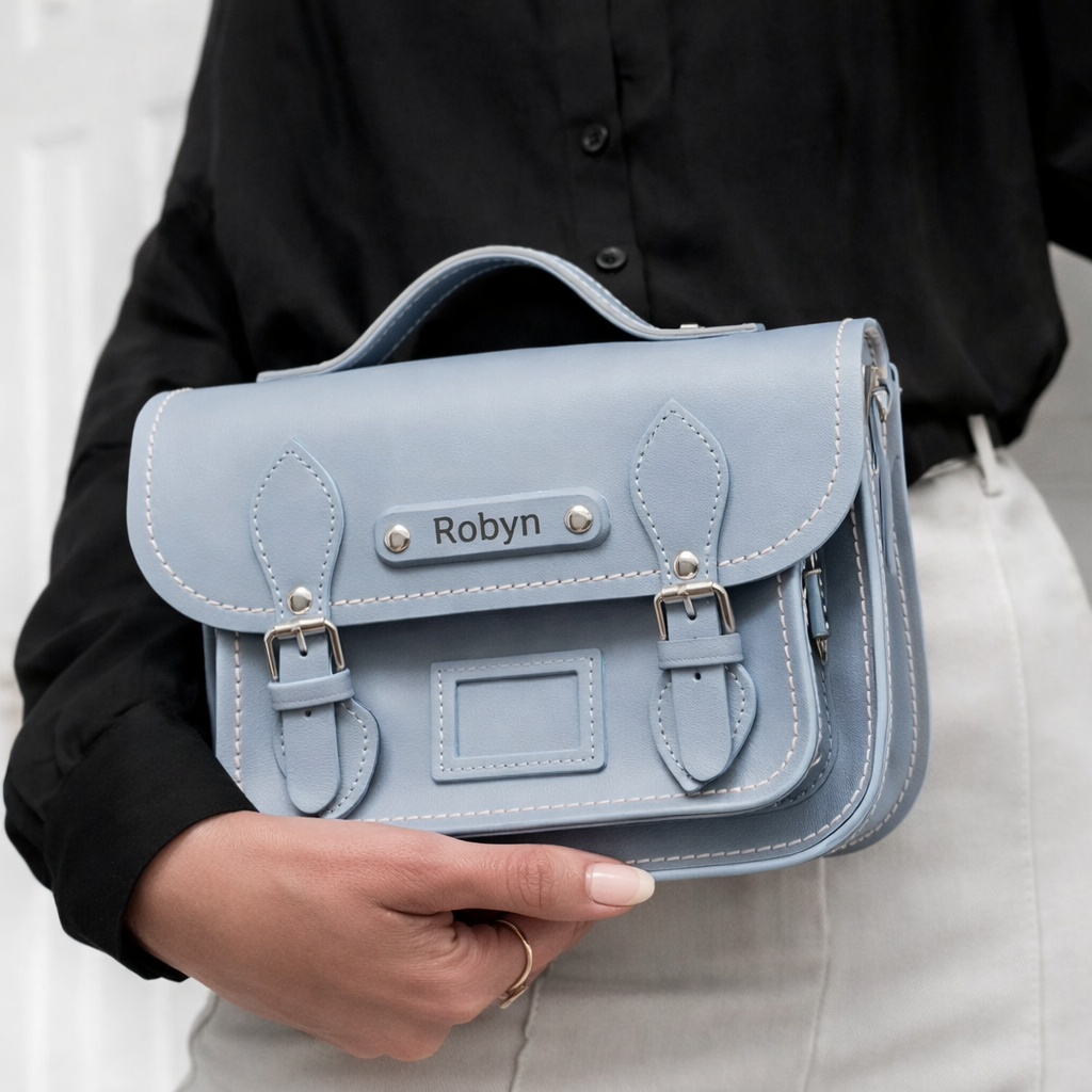 Leather Midi Satchel - Lilac Grey