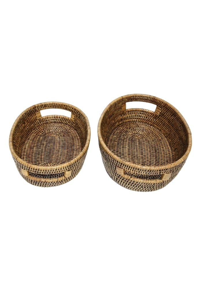 Oval Rattan Basket- Brown