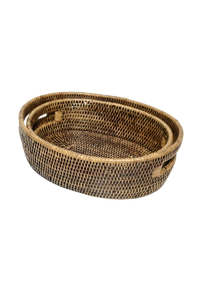 Oval Rattan Basket- Brown