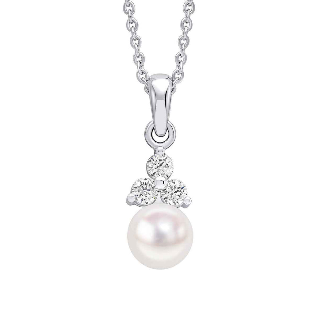 Beginnings Shell Pearl Drop Pendant with Cubic Zirconia