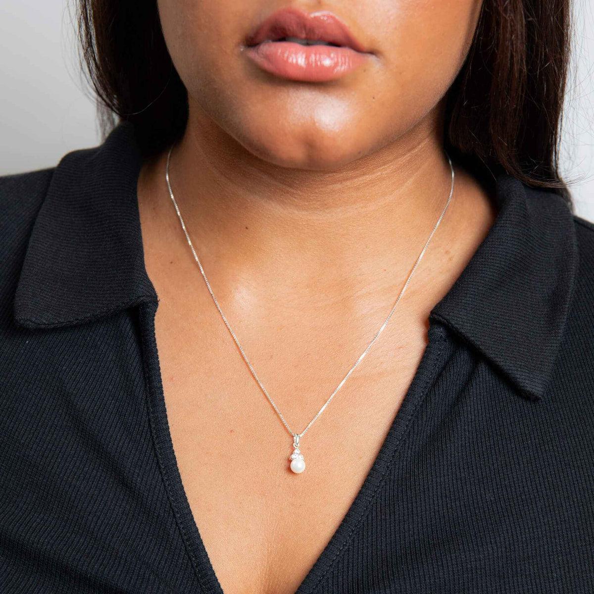 Beginnings Shell Pearl Drop Pendant with Cubic Zirconia
