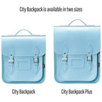 Handmade Leather City Backpack - Pastel Baby Blue