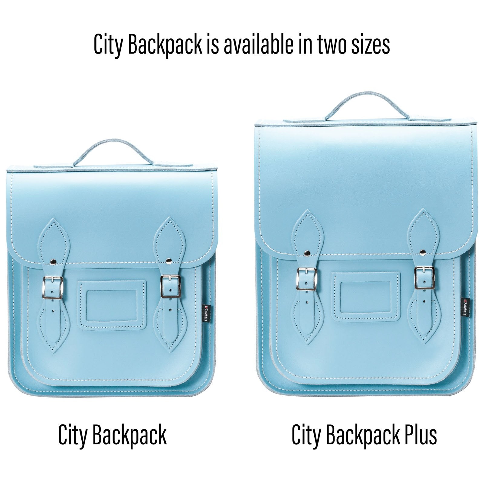 Handmade Leather City Backpack - Pastel Baby Blue