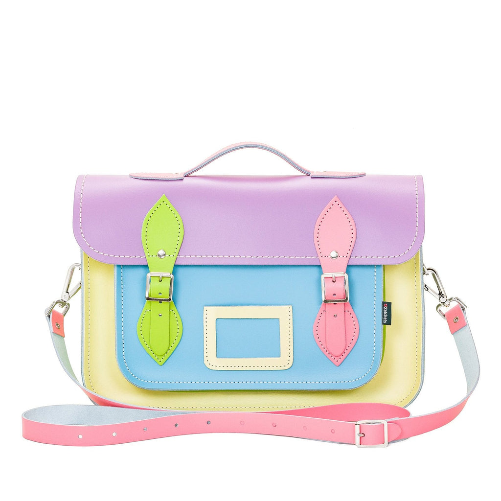 Handmade Leather Satchel - Pastel Kaleidoscope