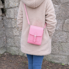 Handmade Leather Festival Phone Bag - Pastel Pink