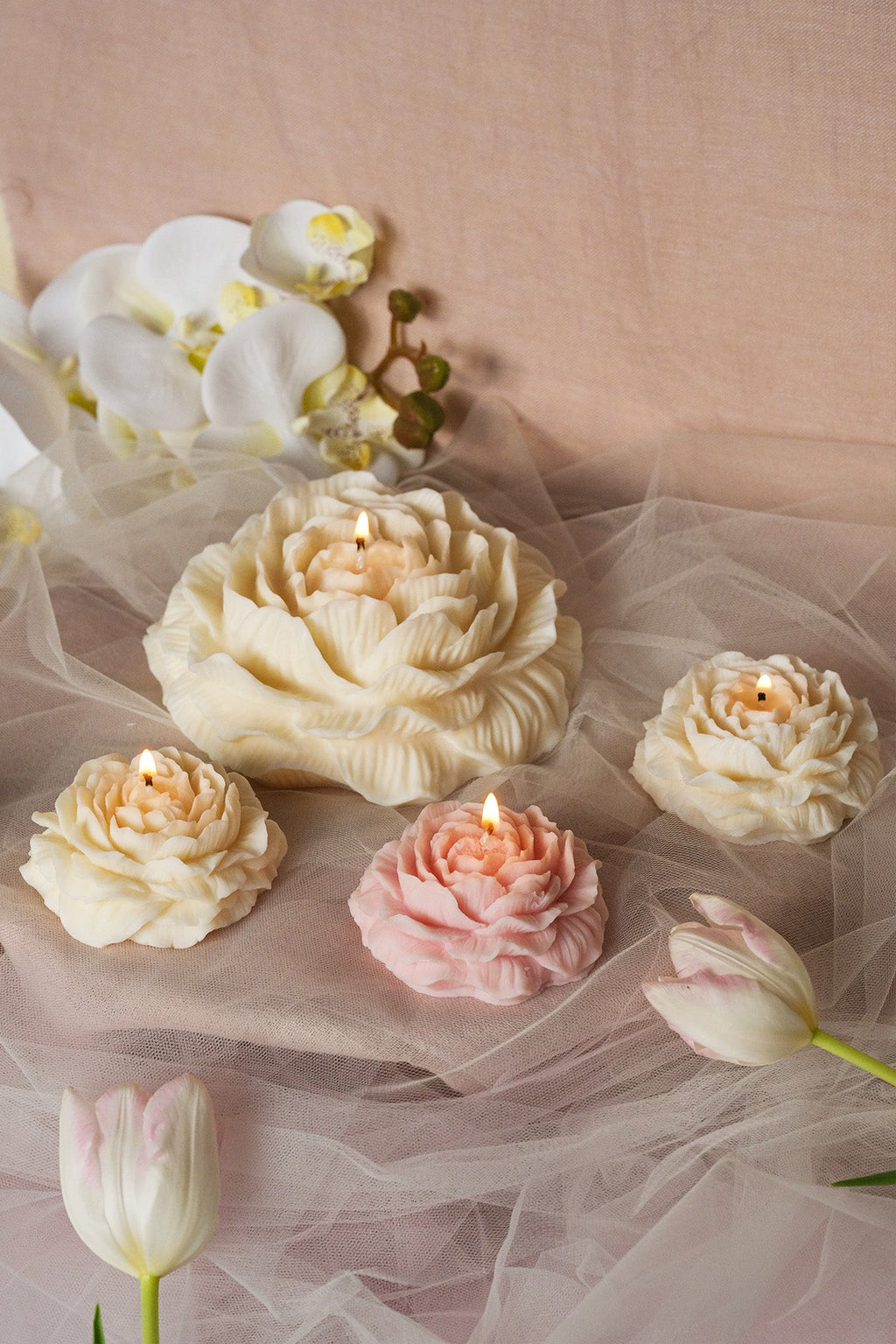 Peony Shaped Candle