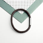 Personalised Men's Capsule Tube Woven Bracelet in Cedar Brown