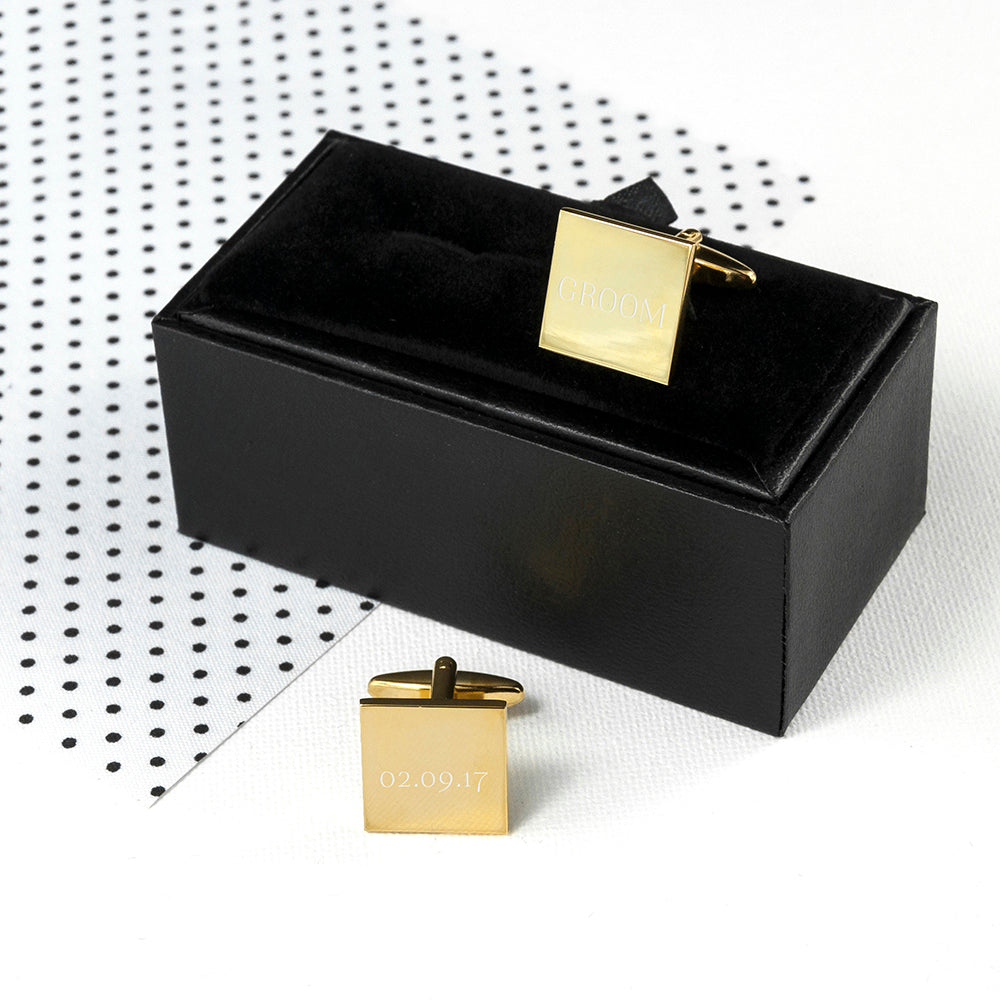 Personalised Gold Plated Square Cufflinks